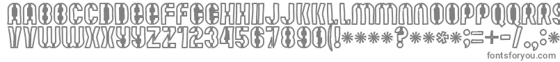 Mutefruitblackcrash-fontti – harmaat kirjasimet valkoisella taustalla