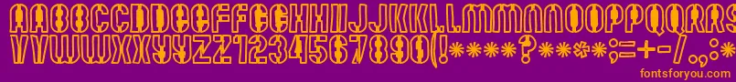 フォントMutefruitblackcrash – 紫色の背景にオレンジのフォント