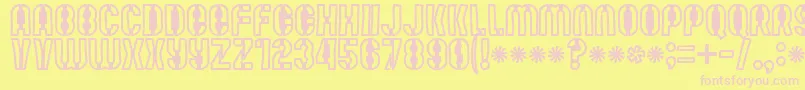 Mutefruitblackcrash-fontti – vaaleanpunaiset fontit keltaisella taustalla