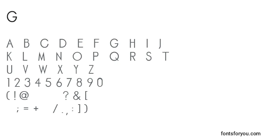 A fonte Gravo – alfabeto, números, caracteres especiais