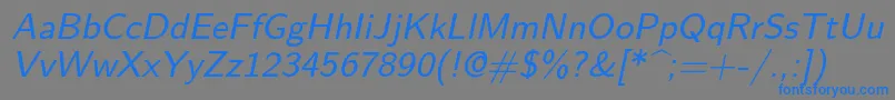 フォントLmsans9Oblique – 灰色の背景に青い文字