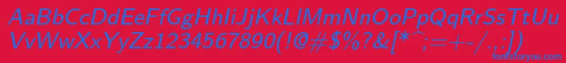 フォントLmsans9Oblique – 赤い背景に青い文字