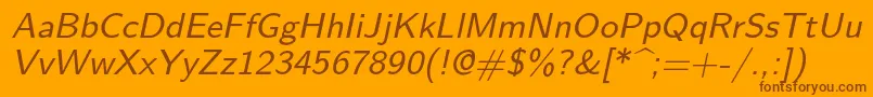 Lmsans9Oblique Font – Brown Fonts on Orange Background