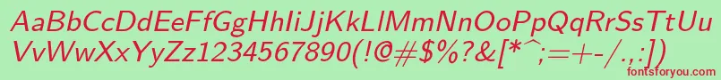 Lmsans9Oblique Font – Red Fonts on Green Background