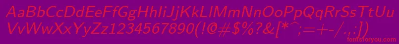 Lmsans9Oblique Font – Red Fonts on Purple Background