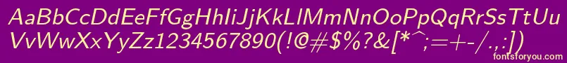 Lmsans9Oblique Font – Yellow Fonts on Purple Background