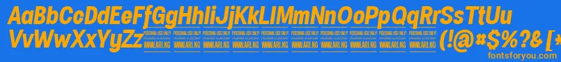 More about SpecifypersonalConbolditalic Font SpecifypersonalConbolditalic Font – Orange Fonts on Blue Background