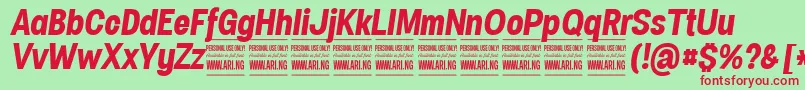 SpecifypersonalConbolditalic Font – Red Fonts on Green Background