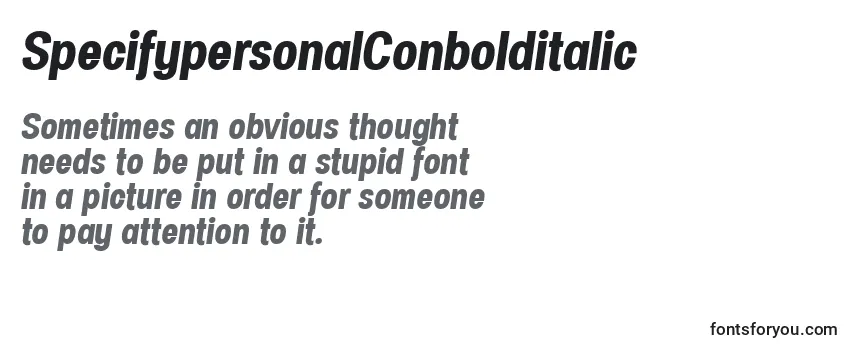 SpecifypersonalConbolditalic Font