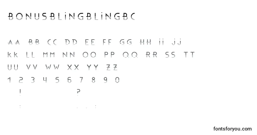 A fonte BonusBlingBlingBc – alfabeto, números, caracteres especiais