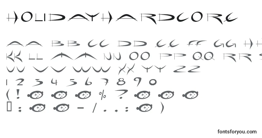 Czcionka HolidayHardcore – alfabet, cyfry, specjalne znaki