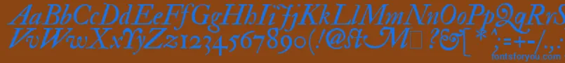 ImFellDoublePicaItalic Font – Blue Fonts on Brown Background