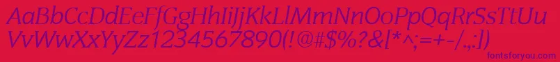 フォントCongressItalic – 赤い背景に紫のフォント