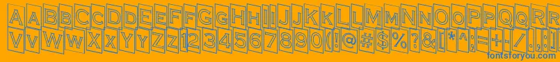 ACoppergothcmdnotl-Schriftart – Blaue Schriften auf orangefarbenem Hintergrund