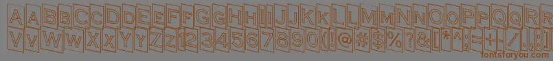 フォントACoppergothcmdnotl – 茶色の文字が灰色の背景にあります。
