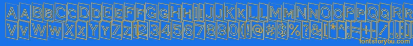 ACoppergothcmdnotl-Schriftart – Orangefarbene Schriften auf blauem Hintergrund
