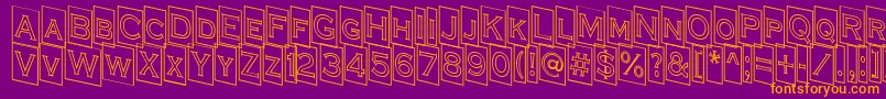 ACoppergothcmdnotl-Schriftart – Orangefarbene Schriften auf violettem Hintergrund