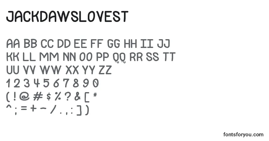 Шрифт JackdawsLoveSt – алфавит, цифры, специальные символы