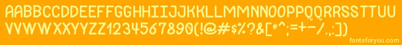 Więcej informacji o czcionce JackdawsLoveSt Czcionka JackdawsLoveSt – żółte czcionki na pomarańczowym tle