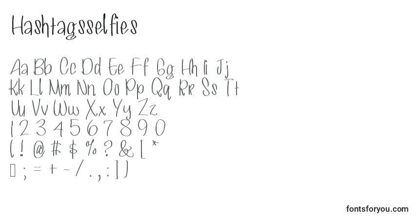 Schriftart Hashtagsselfies – Alphabet, Zahlen, spezielle Symbole