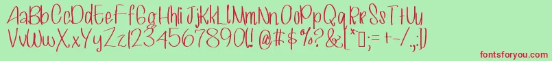 Hashtagsselfies Font – Red Fonts on Green Background