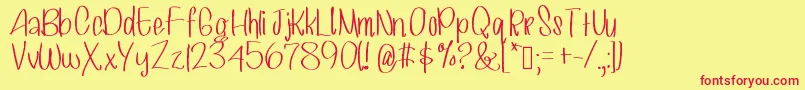 Hashtagsselfies Font – Red Fonts on Yellow Background