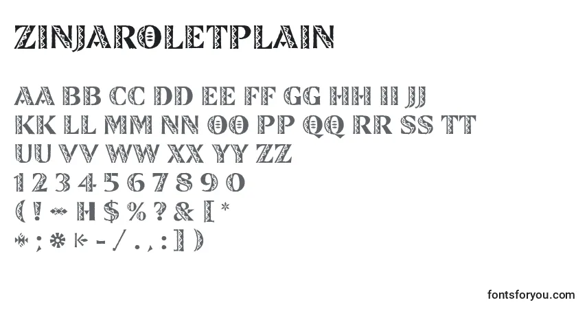 Schriftart ZinjaroLetPlain – Alphabet, Zahlen, spezielle Symbole