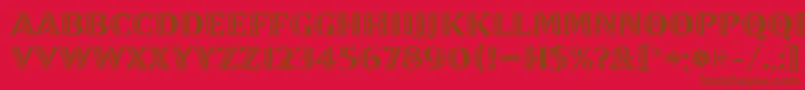 ZinjaroLetPlain-Schriftart – Braune Schriften auf rotem Hintergrund
