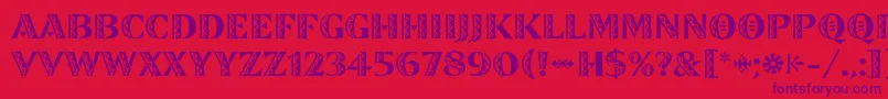 ZinjaroLetPlain-Schriftart – Violette Schriften auf rotem Hintergrund
