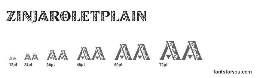 Размеры шрифта ZinjaroLetPlain
