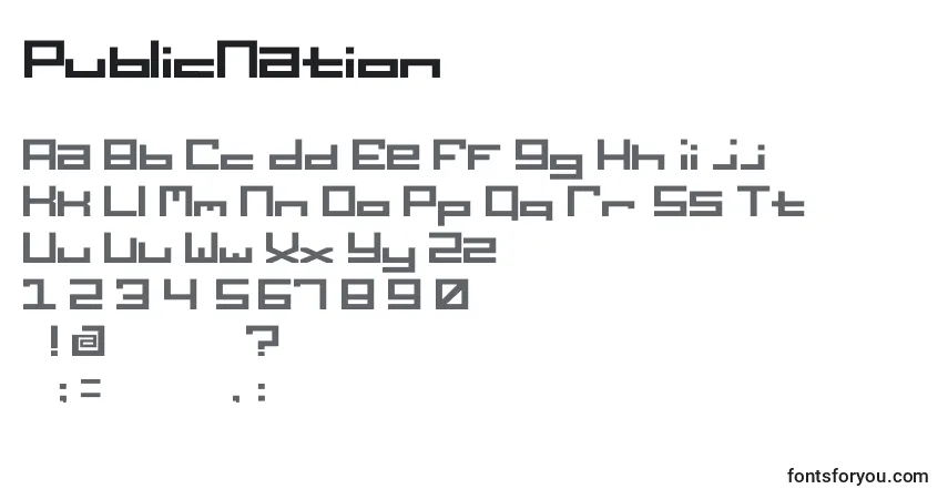 PublicNation Font – alphabet, numbers, special characters