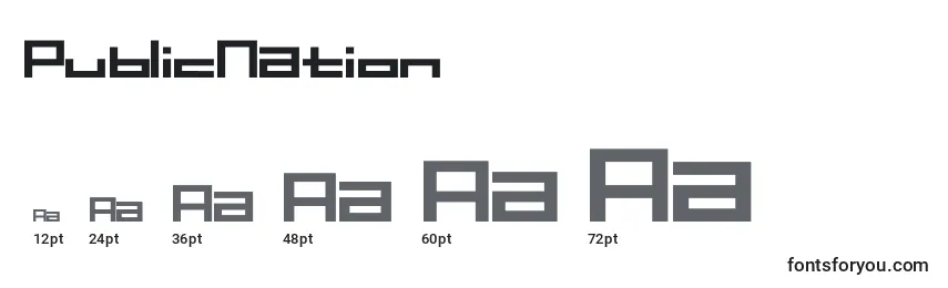 Größen der Schriftart PublicNation