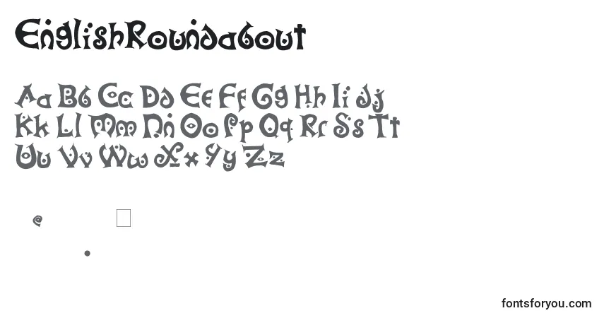 Czcionka EnglishRoundabout – alfabet, cyfry, specjalne znaki