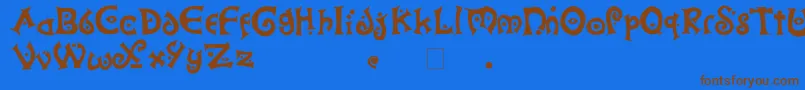 EnglishRoundabout Font – Brown Fonts on Blue Background