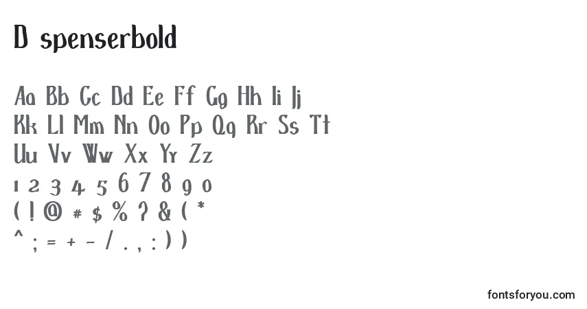 A fonte D spenserbold – alfabeto, números, caracteres especiais