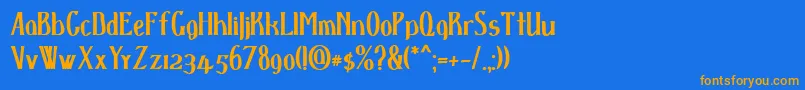 フォントD spenserbold – オレンジ色の文字が青い背景にあります。