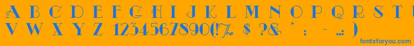 Odalisque-Schriftart – Blaue Schriften auf orangefarbenem Hintergrund