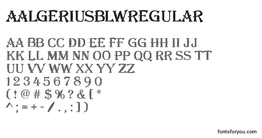Czcionka AAlgeriusblwregular – alfabet, cyfry, specjalne znaki