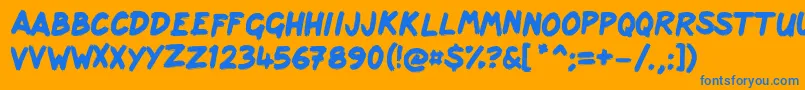 Scribbage-Schriftart – Blaue Schriften auf orangefarbenem Hintergrund