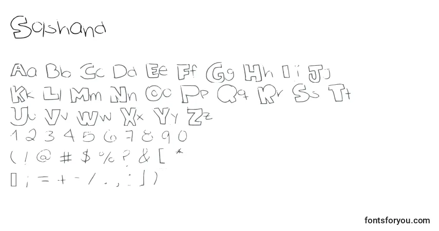A fonte Solshand – alfabeto, números, caracteres especiais