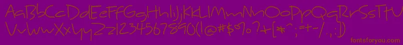 KyneMorgan-Schriftart – Braune Schriften auf violettem Hintergrund