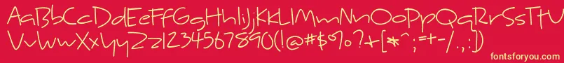 KyneMorgan Font – Yellow Fonts on Red Background