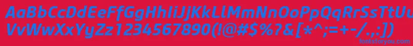 CoreSansM65BoldItalic Font – Blue Fonts on Red Background