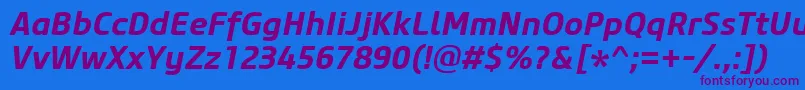 CoreSansM65BoldItalic Font – Purple Fonts on Blue Background