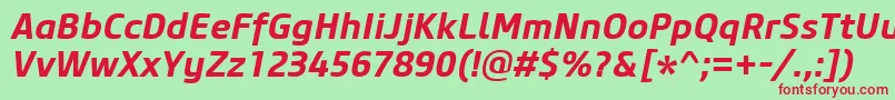 CoreSansM65BoldItalic Font – Red Fonts on Green Background