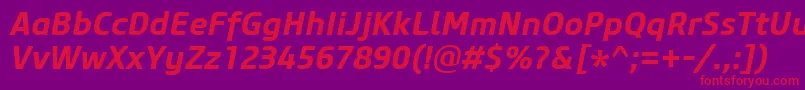 CoreSansM65BoldItalic Font – Red Fonts on Purple Background