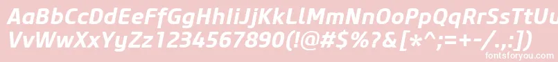 CoreSansM65BoldItalic-Schriftart – Weiße Schriften auf rosa Hintergrund