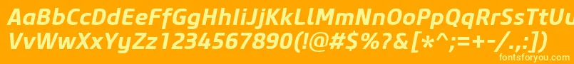 フォントCoreSansM65BoldItalic – オレンジの背景に黄色の文字