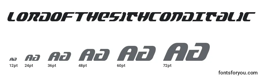 LordOfTheSithCondItalic Font Sizes
