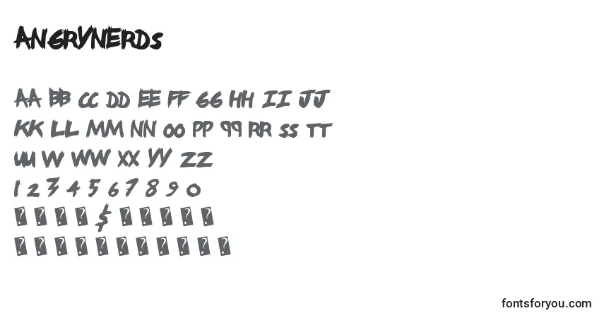 Schriftart Angrynerds – Alphabet, Zahlen, spezielle Symbole